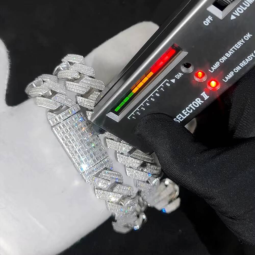 20mm Hip Hop Jewelry 925 Silver Cuban Link Chain Bracelet Iced Out Moissanite Passes Diamond Test Custom Charm Cuban Bracelets