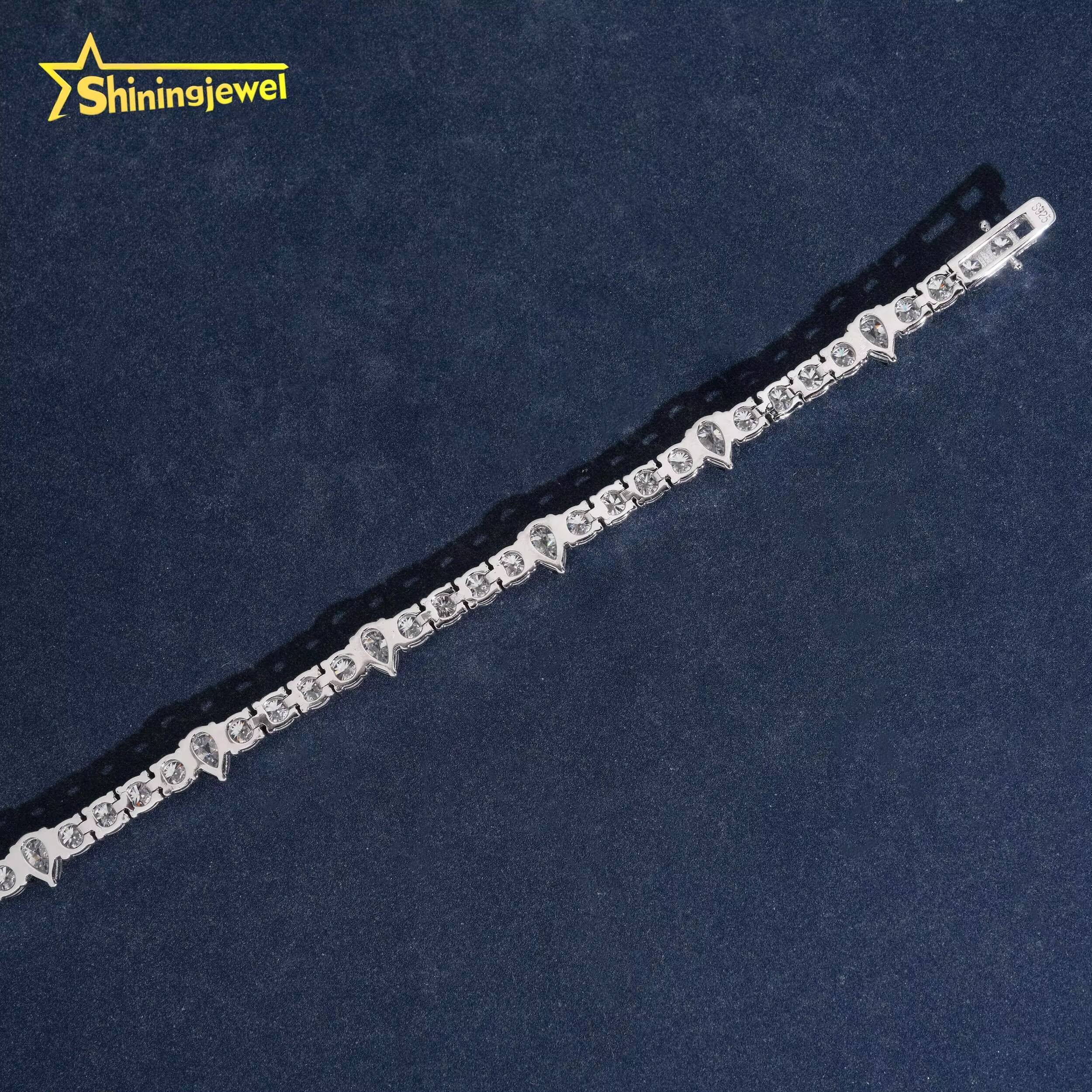 Sterling 925 Silver 4MM Round Diamond Necklace VVS D Moissanite Iced Out Hip Hop Moissanite Jewelry Pear Cut Tennis Bracelet