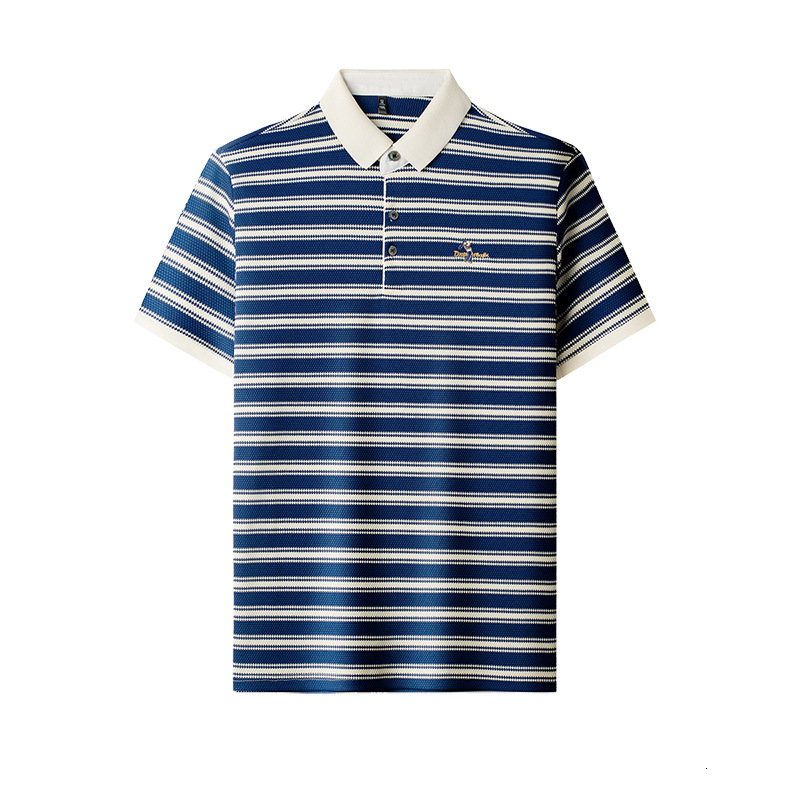 Turn-down Collar Pineapple Pattern Thin Men's Summer Business Designer Hoodie Casual Fashion Striped Short Designer T-shirt Sleeve Polo Shirt Bre