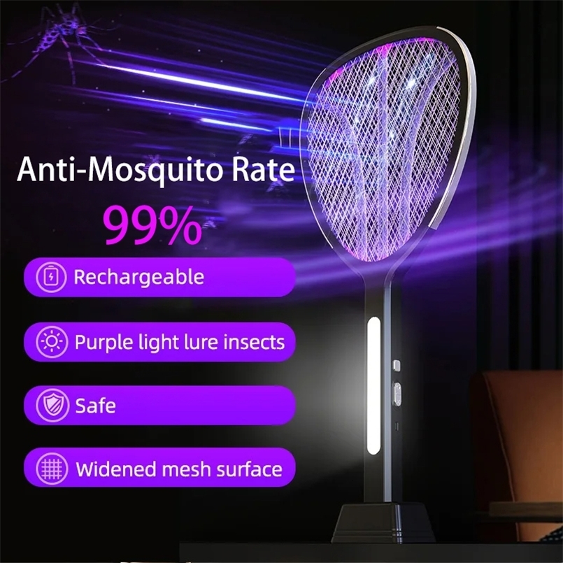 3 In 1 Widening of The Power Grid Electric Mosquito Swatter 3000V C-type Charging Mosquito and Fly Killer 260420CJ