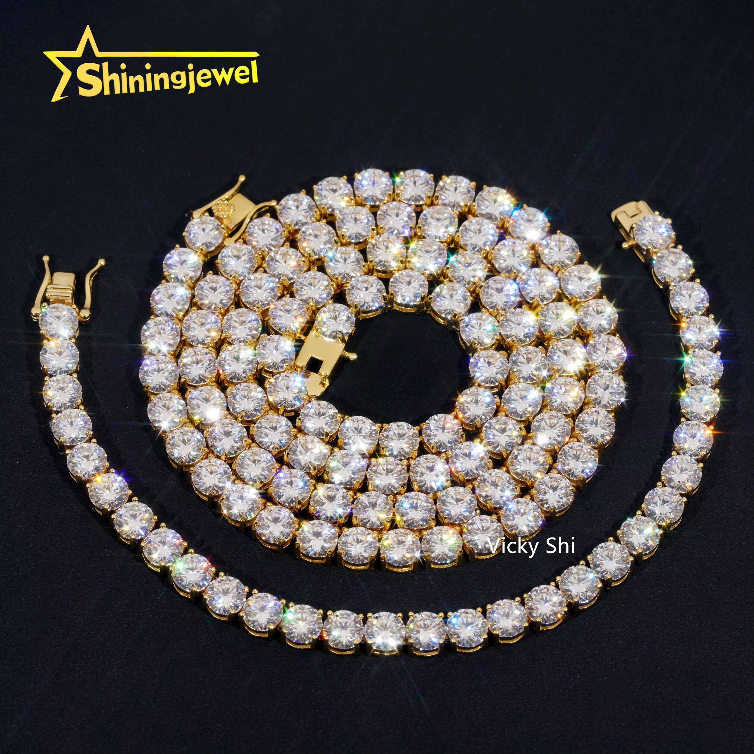 GRA Certificated 925 Silver 2MM to 5MM Moissanite Tennis Chain Men Fine Jewelry Moissanite Tennis Necklace Pass Diamond Tester