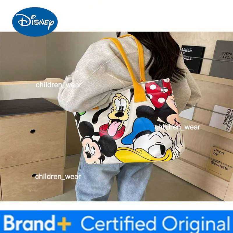 Disney Mickey Mouse Cute Cartoon Versatile Large Canvas Shoulder Bag Goofy Tote Bag Leisure Student Handbag Birthday Gifts H260421