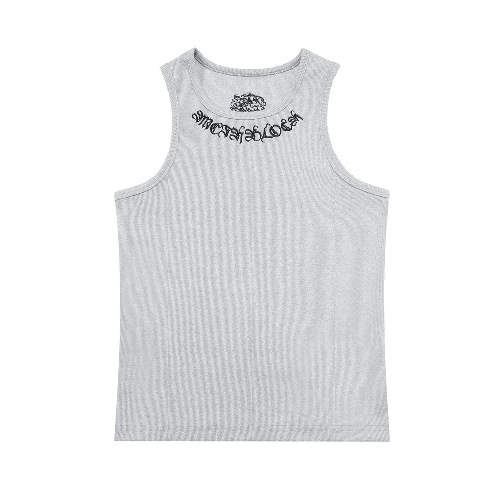 2026 Chicano letters Embroidery tank top Mens Summer Streetwear Crew Neck Slim Sleeveless Singlets Men