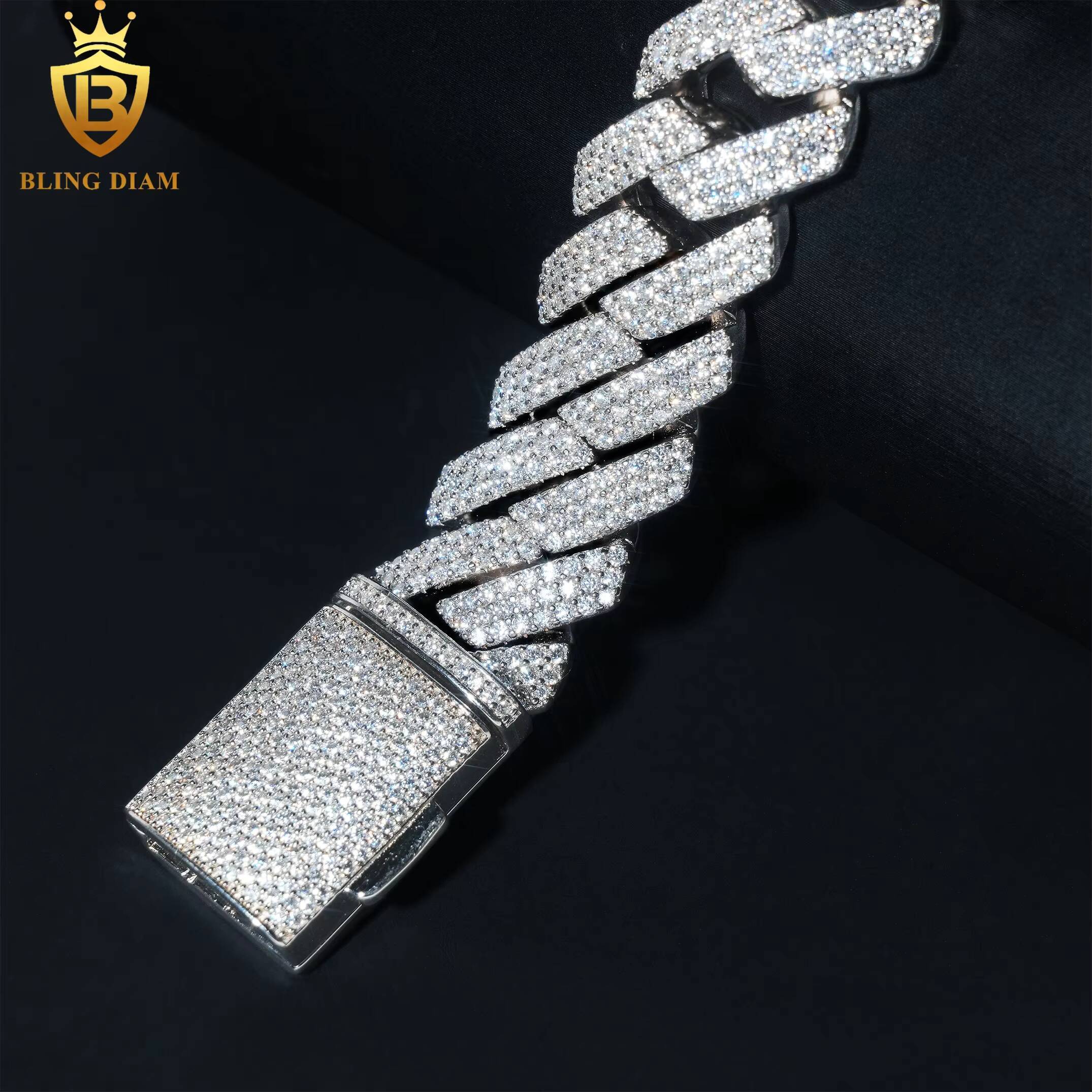 18mm Hip Hop Jewelry Miami Cuban Link Chain 3Rows 925 Sterling Silver Vvs1 Moissanite Iced Out Bracelet