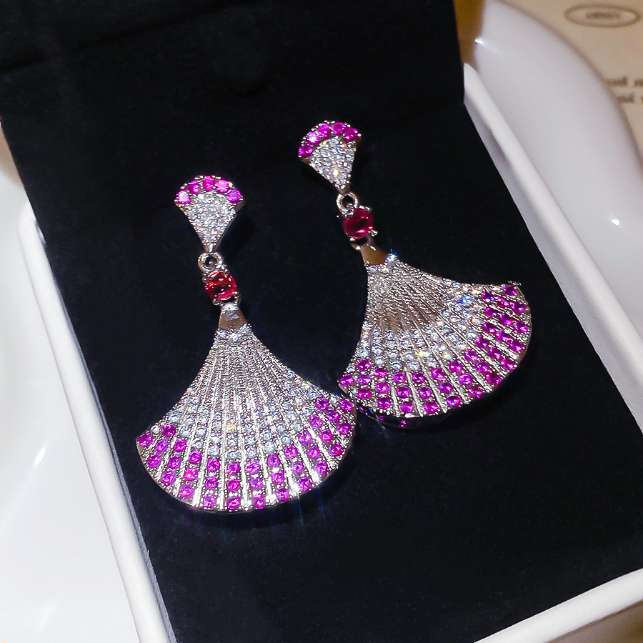 small skirt fan celebrity style high-end earrings for women, light luxury fashion stud earrings - view 4