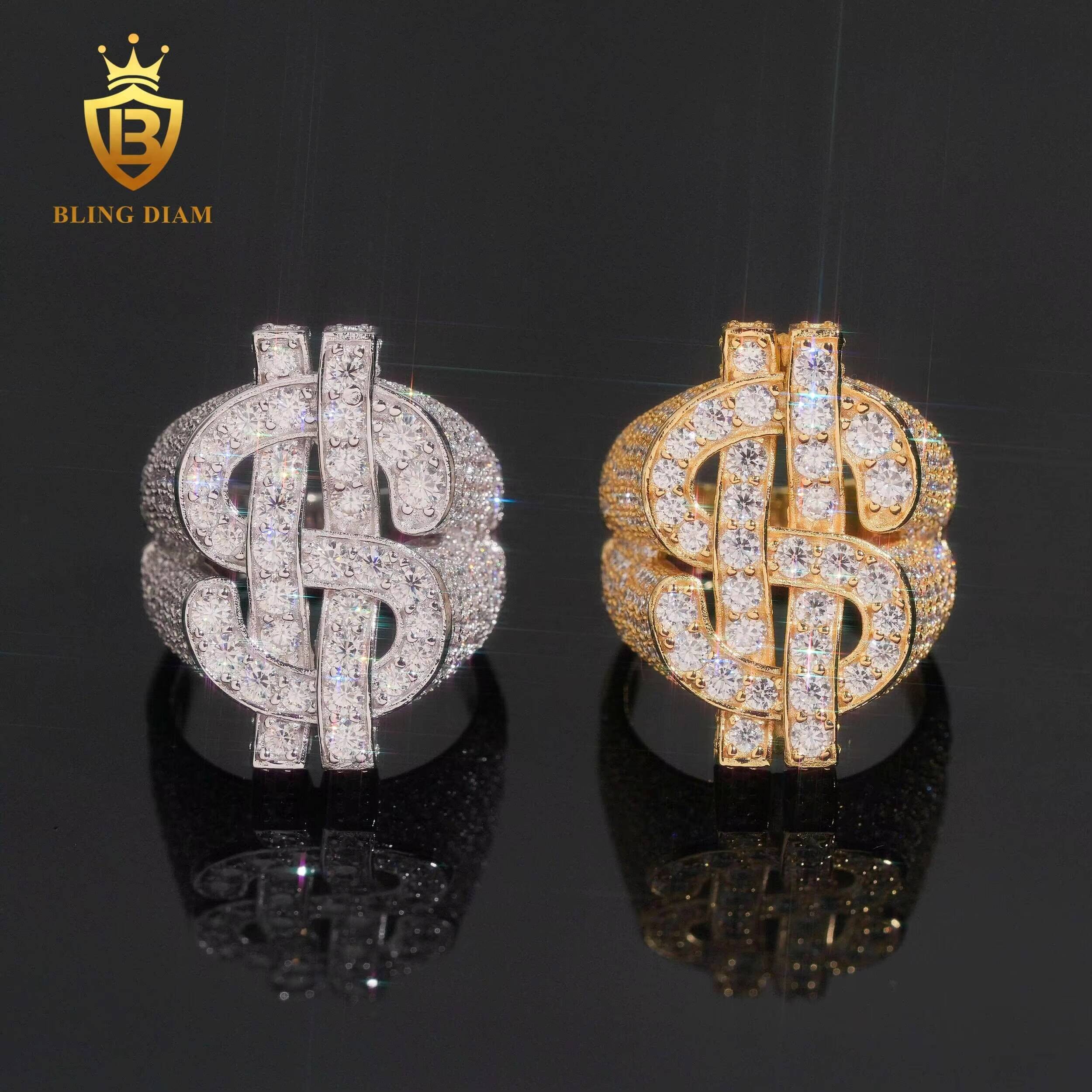 Fashion Ring Hip Hop Iced Out 925 Sterling Silver Fine Jewelry Moissanite Rings Iced Out Rings Ring for Men