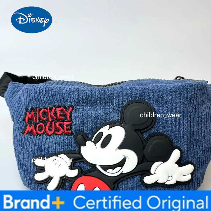 Disney 2026 New Mickey Mouse Corduroy Fanny Pack for Kids Cute Cartoon Waist Bag Adjustable Belt Crossbody Bag for Travel H260421