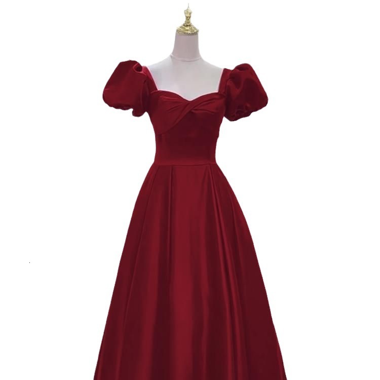 Brides Toast Dress Spring Satin Red French Style Engagement Long Wedding Reception Elegant Evening Gown for Women 240314