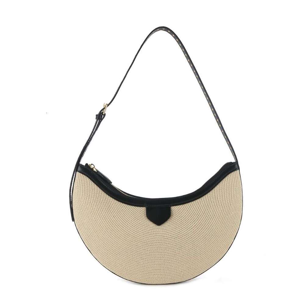 Straw Leather Crescent Bag Women Summer Beach Vacation Casual Shoulder Handbag Trendy Bohemia Lightweight Daily Travel Fashion SENYY