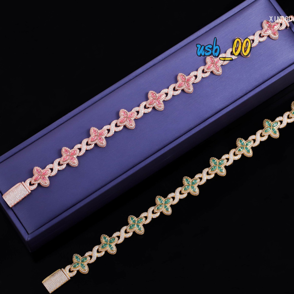 Xingguang jewelry 2025 new arrivals fashion jewelry 925 sterling silver vvs moissanite diamond four leaf clover bracelet