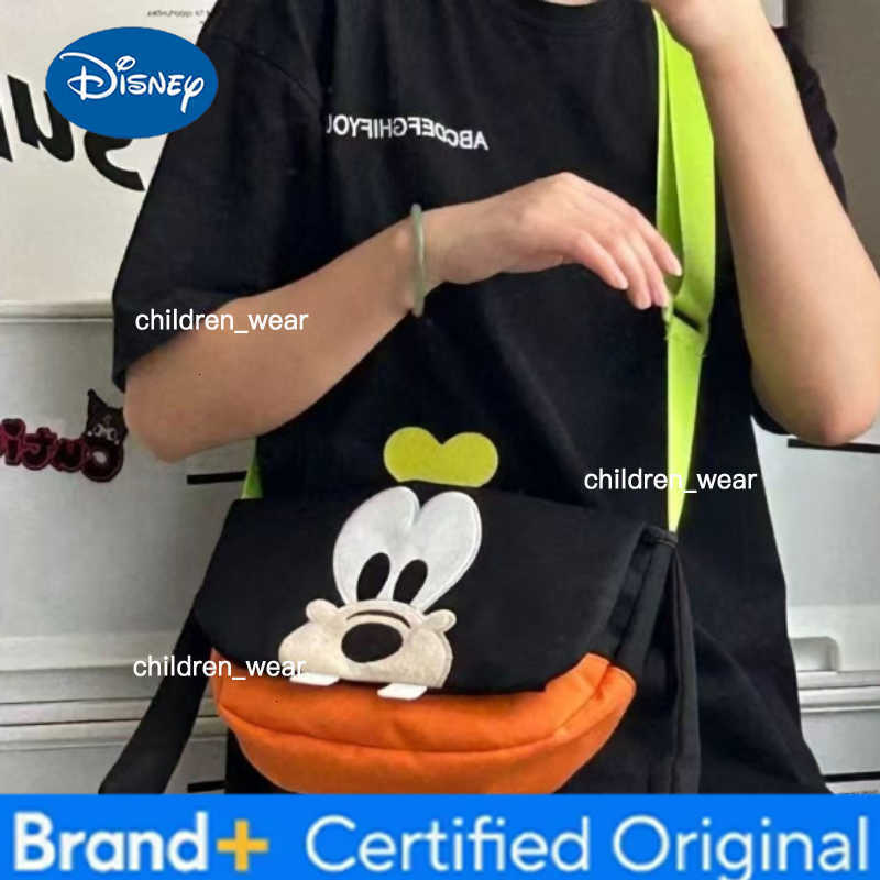 Disney Goofy High-Quality Creative Personality Boys and Girls Shoulder Bag Anime Cartoon Commuter Simple Crossbody Canvas Bag H260421