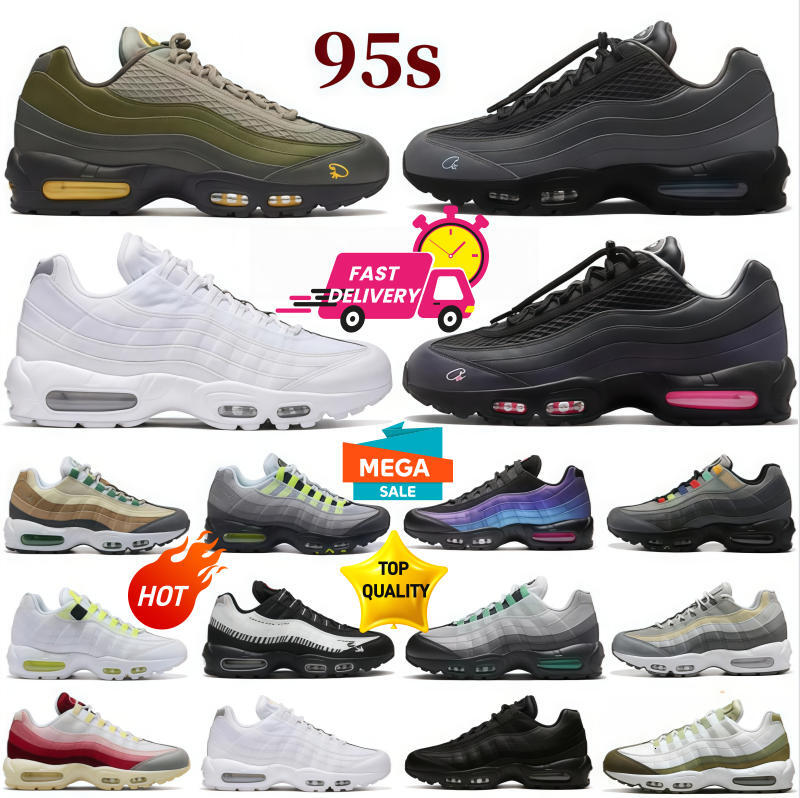 2026 Mens 95 95s Neon designer Running Shoes Classic Triple Black White Yellow Cool Grey Olive Midnight Navy Men Trainers Sports Sneakers size 36-45