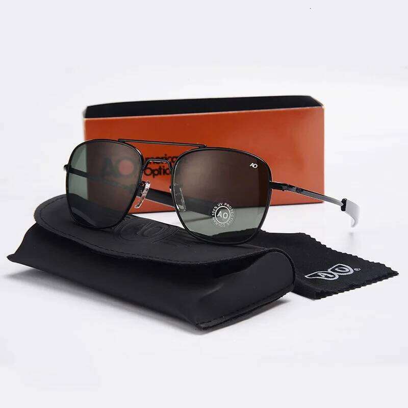 Pilot Sunglasses Men AO Brand Designer American Army Optical Glass Lens Sun Glasses Male 26Y0421