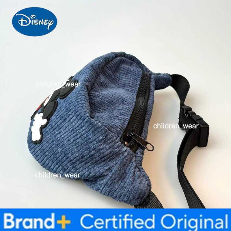 Disney 2026 New Mickey Mouse Corduroy Fanny Pack for Kids Cute Cartoon Waist Bag Adjustable Belt Crossbody Bag for Travel H260421