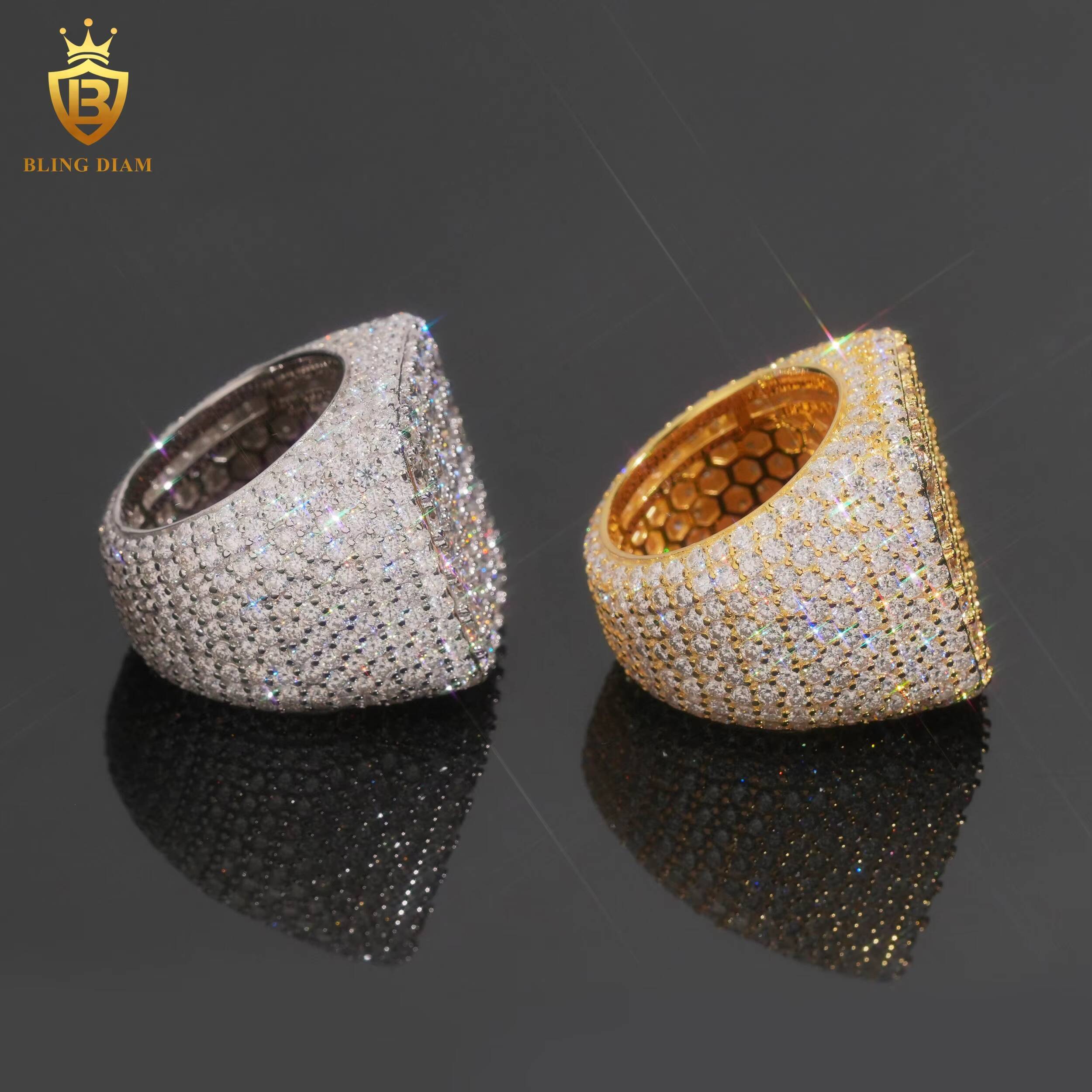 Hot Sale 925 Silver Moissanite Rings Fine Jewelry Iced Out Moissanite HipsHop Style Jewelry Rings Pass Diamond Test in Stock GRA