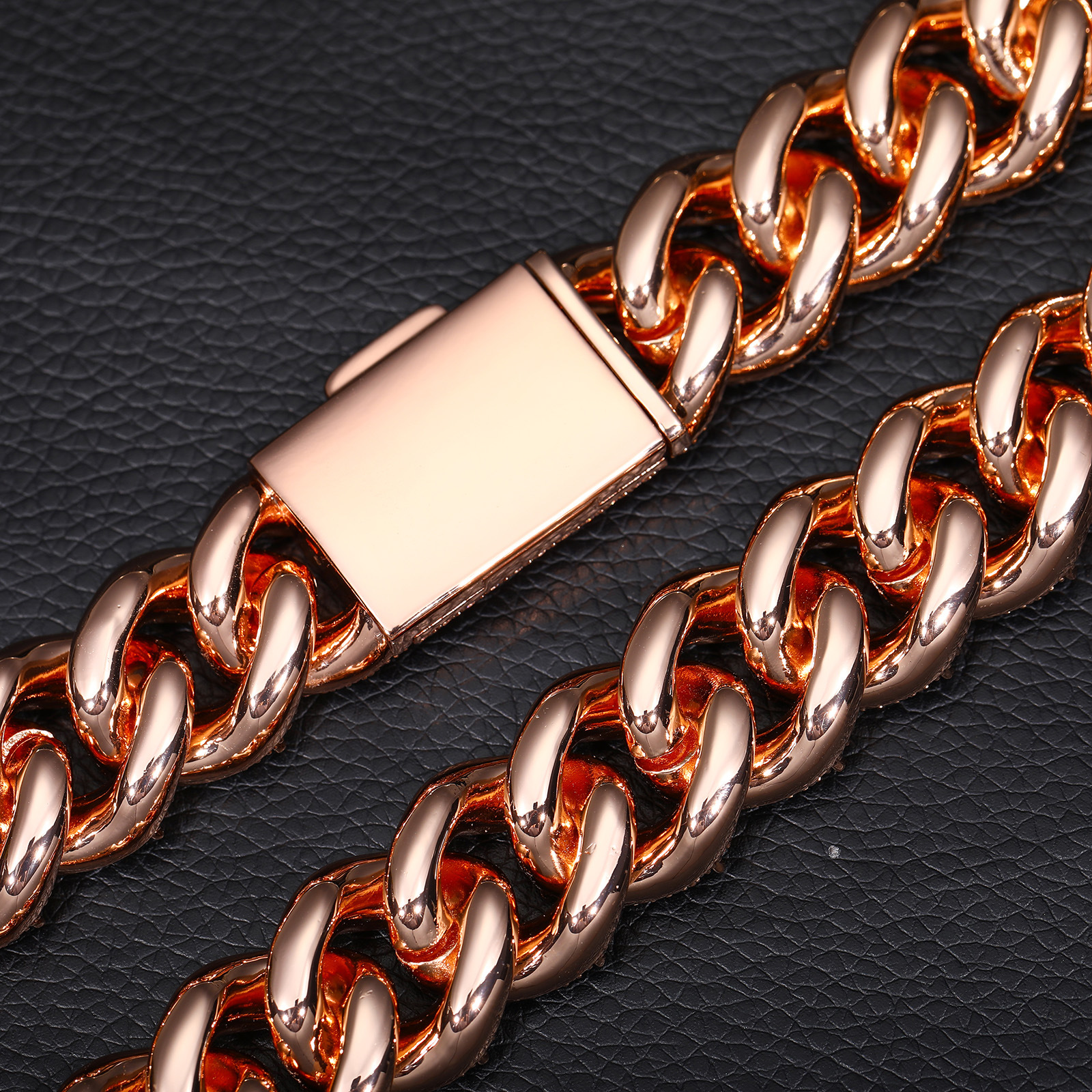 20mm Hip Hop Cuban Chain Necklace Rose Gold Plated TopBling 5A Round T Zircon Mix Mens Jewelry