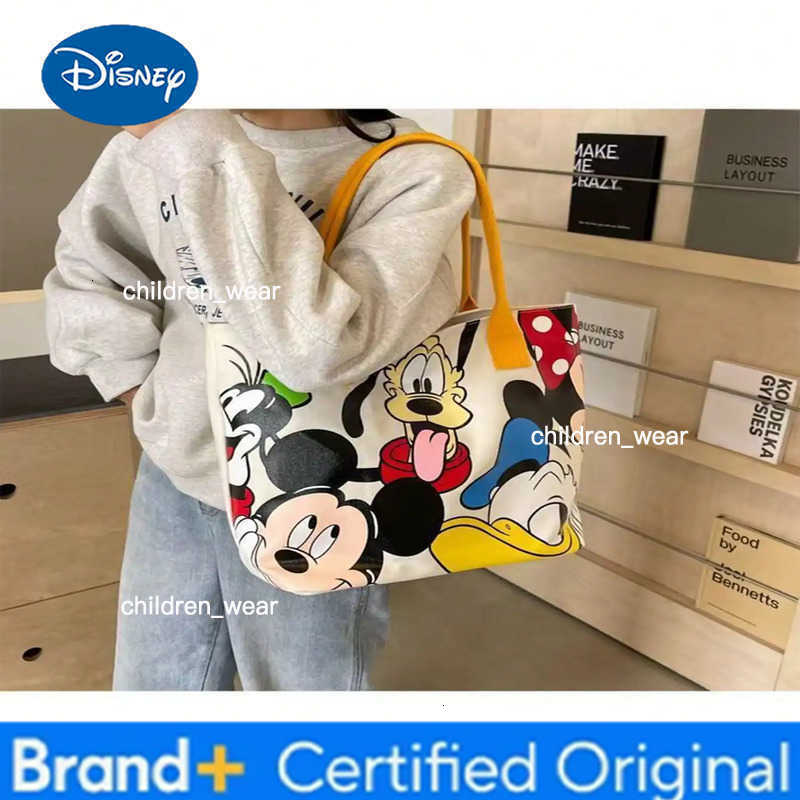 Disney Mickey Mouse Cute Cartoon Versatile Large Canvas Shoulder Bag Goofy Tote Bag Leisure Student Handbag Birthday Gifts H260421