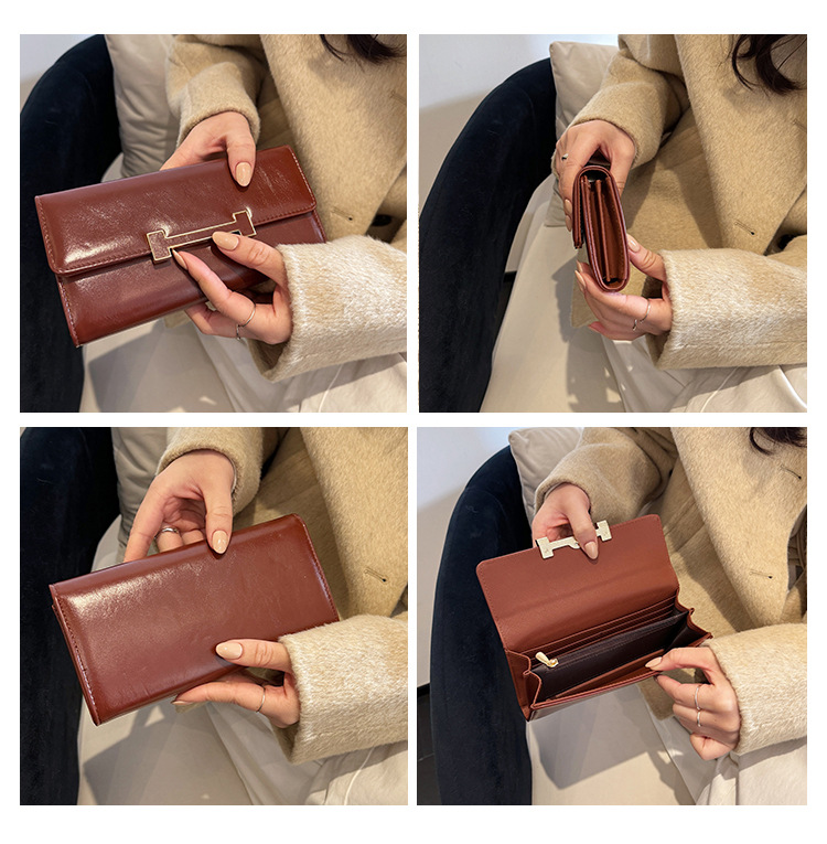 Ladies' Long Wallet, New Retro Niche Multi-Card Slot Cardholder, Large Capacity High-Aesthetic Premium Money Clip, Designer Wallet, Fashion Luxur