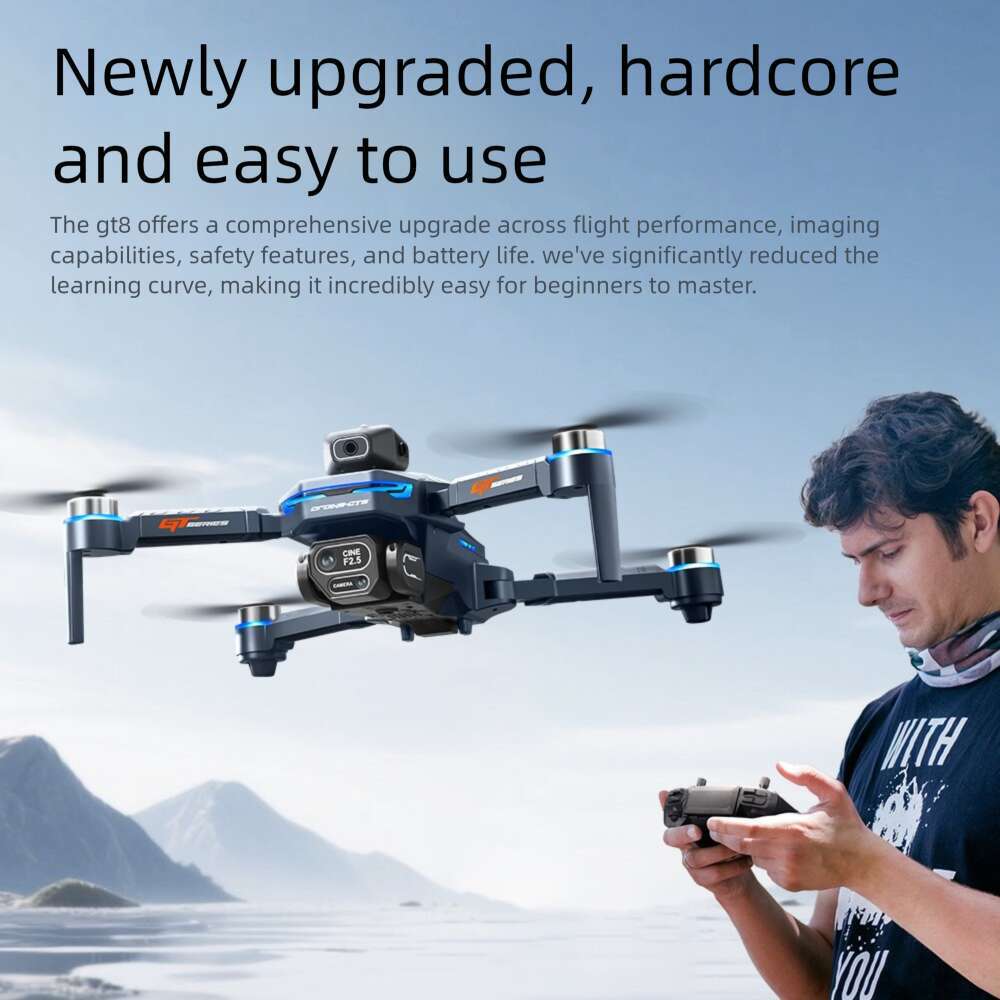 GT8 RC Drone 4.3 Inch Large Screen 4K HD Aerial Photography Brushless Motor Obstacle Avoidance Long Endurance Quadcopter Toy Gift CKS