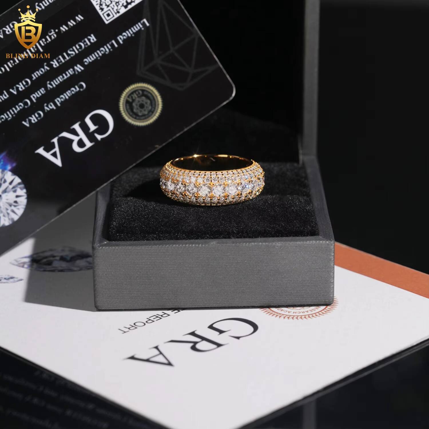 Fashion 925 Sterling Silver Moissanite Ring Iced Out Moissanite HipHop Style Ring Fine Jewelry Ring Pass Diamond Test with GRA