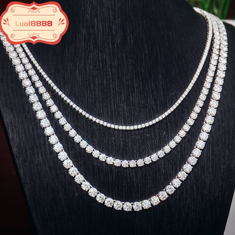 Gra Certified Moissanite Tennis Chain Diamond Tennis 16inch 18inch 20inch 22inch 24inch 925 Silver Hip Hop Tennis Necklace 2mm 3mm 4mm 5mm