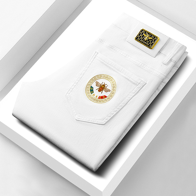 European High Luxury European Designer Brand Luxury Jeans Four Seasons White Men's Pants Spring Loose And Autumn Fashion Embroidered Men's C