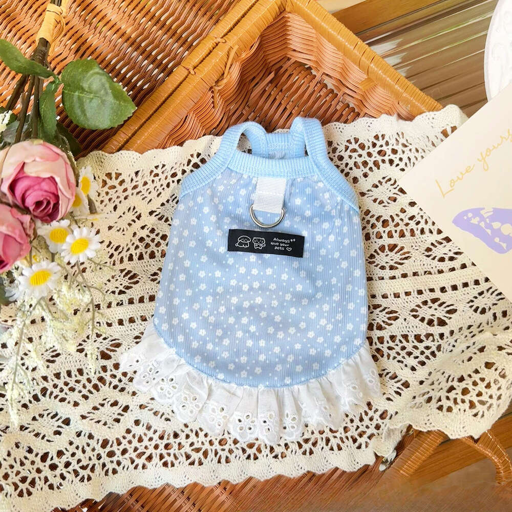 Famous brand Pet Spring Summer Thin Ice Silk Lace Dress Dog and Cat Clothes with Straps for Cooling Bichon Frise Apparel Wholesale pupakaIK