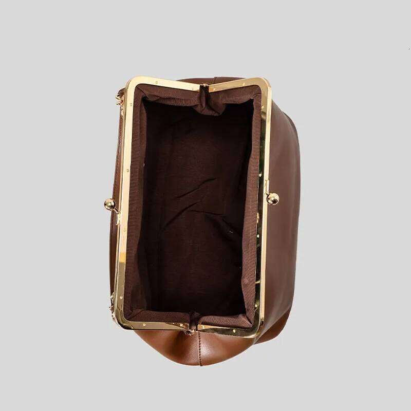 New Large Clip Clutch For Women Fashion Trend Shoulder Evening Bag Luxury Designer Soft Leather Frame Kisslock Shell Handbag Liksusie