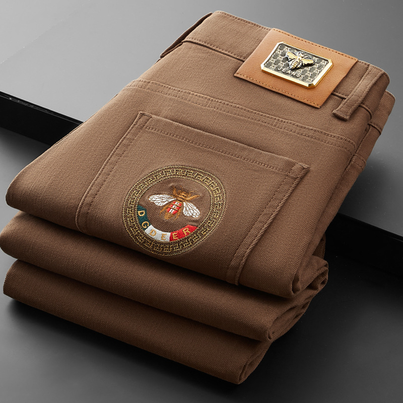 European High Luxury European Designer Brand Luxury Jeans Four Seasons White Men's Pants Spring Loose And Autumn Fashion Embroidered Men's C