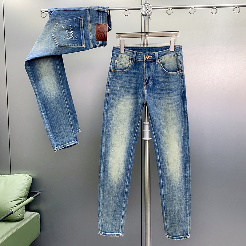 Luxury Mens Highend Jeans Minimalist Retro Designer Loose Straight Leg Business Denim Pants Spring And Summer Casual Versatile Light Blue Ou Z260903 - view 4