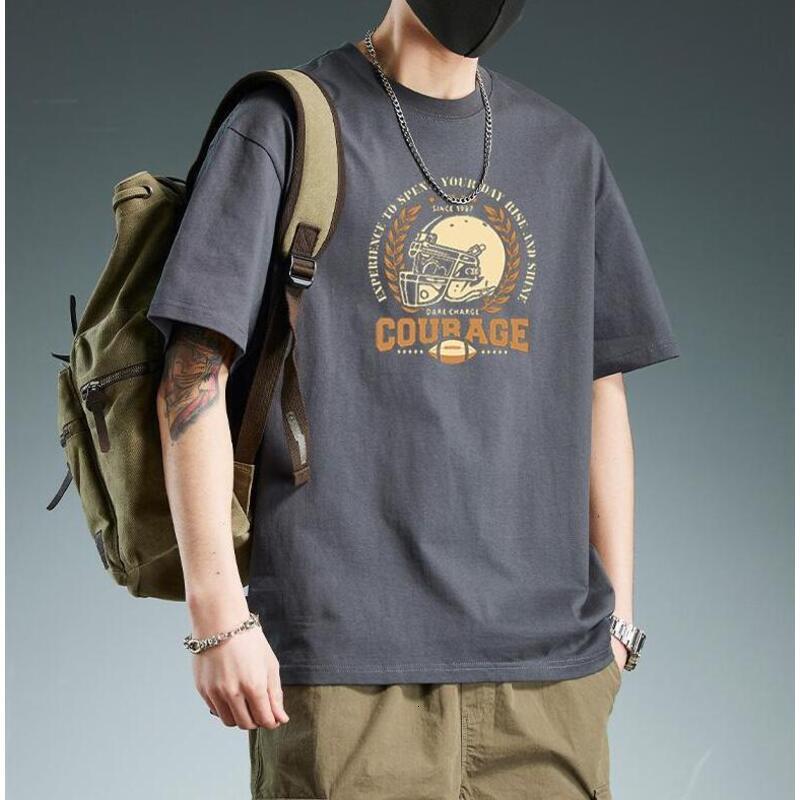 Mens T Shirt Luxury Designer Men's Pure Cotton Black T-shirt Courage Football Graphic Crew Neck Short Sleeve Slim Fit Trendy Casual Tee