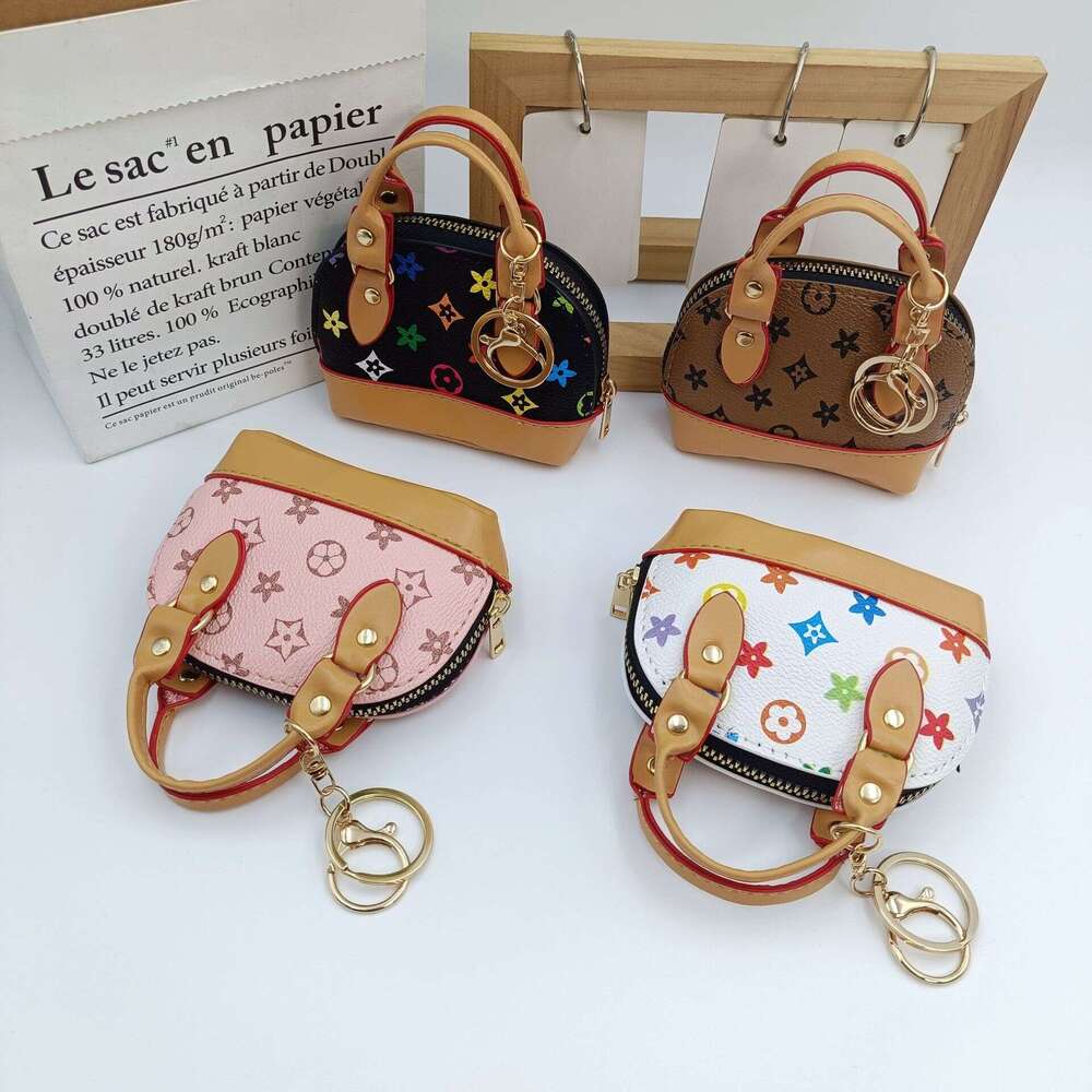 Lvdn Mini Shell Bag Key Pouch With Print, Portable Hanging Bag, Niche Versatile High-End Women's Zipper Handbag, Lightweight