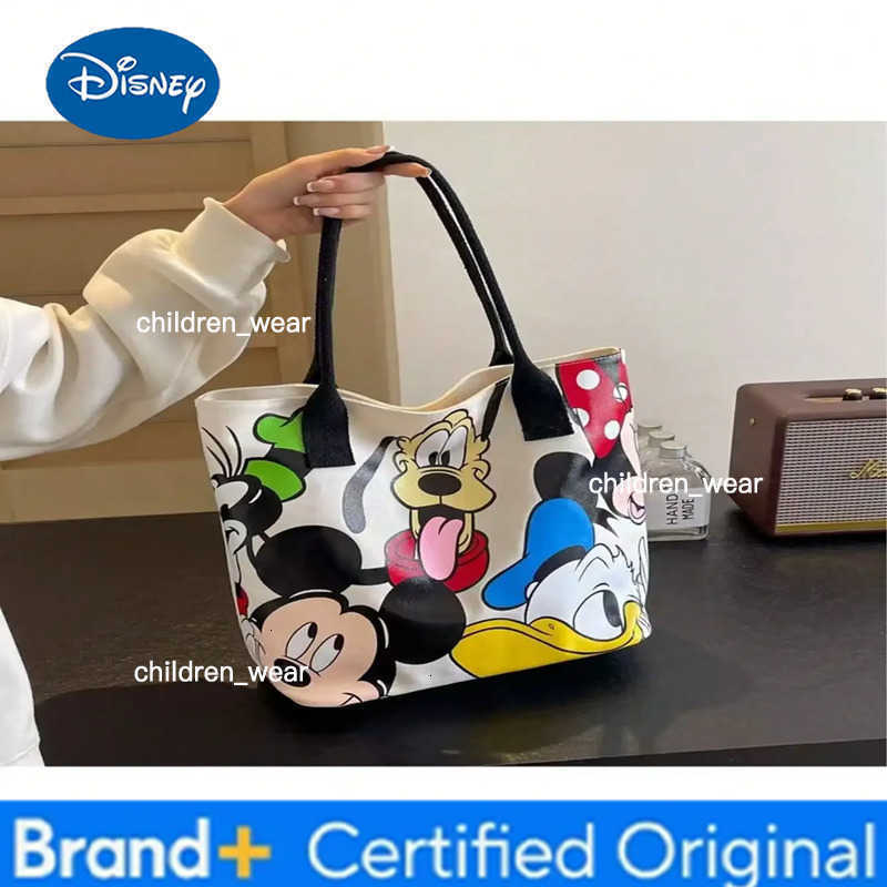 Disney Mickey Mouse Cute Cartoon Versatile Large Canvas Shoulder Bag Goofy Tote Bag Leisure Student Handbag Birthday Gifts H260421