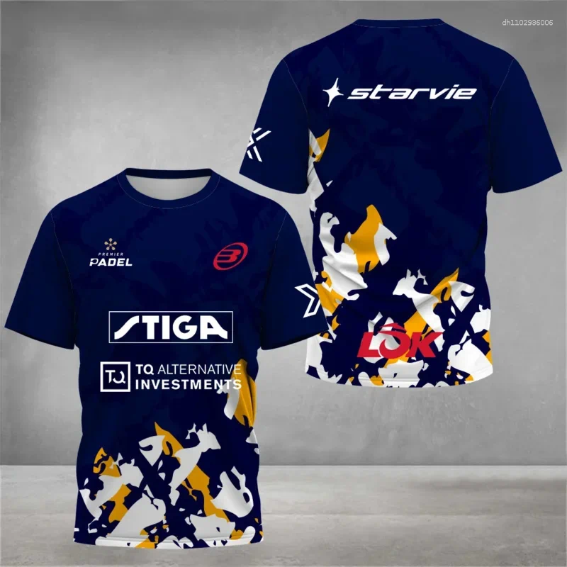 Men's T Shirts Striped Impressionist Tenis Training Respiravel Padel Manga Curta T-shirt Quick Dry Fitness Set