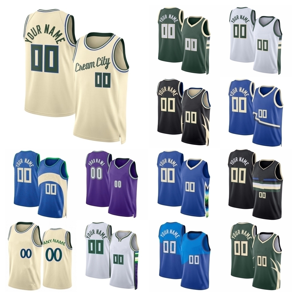 Bucks Jersey Giannis Antetokounmpo Basketball Kevin Porter Jr. Ryan Rollins Cormac Ryan Bobby Portis Kyle Kuzma Myles Turner Ousmane Dieng AJ Green City Statement