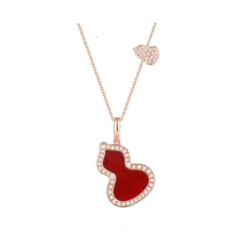 Kirin Gourd Necklace Red Agate Pendant High Version 18K Rose Gold Clavicle Chain Factory Direct Sale Live Streaming Dropshipping