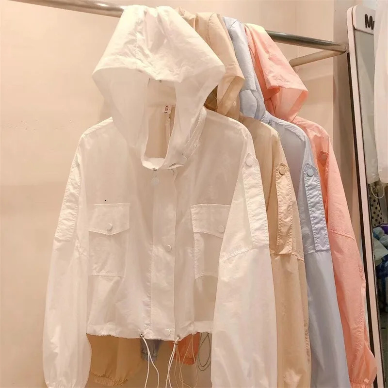 Sunscreen clothing for womens outerwear trend in UV resistant summer thin hooded and sun proof windbreaker jacket 4XL 260421