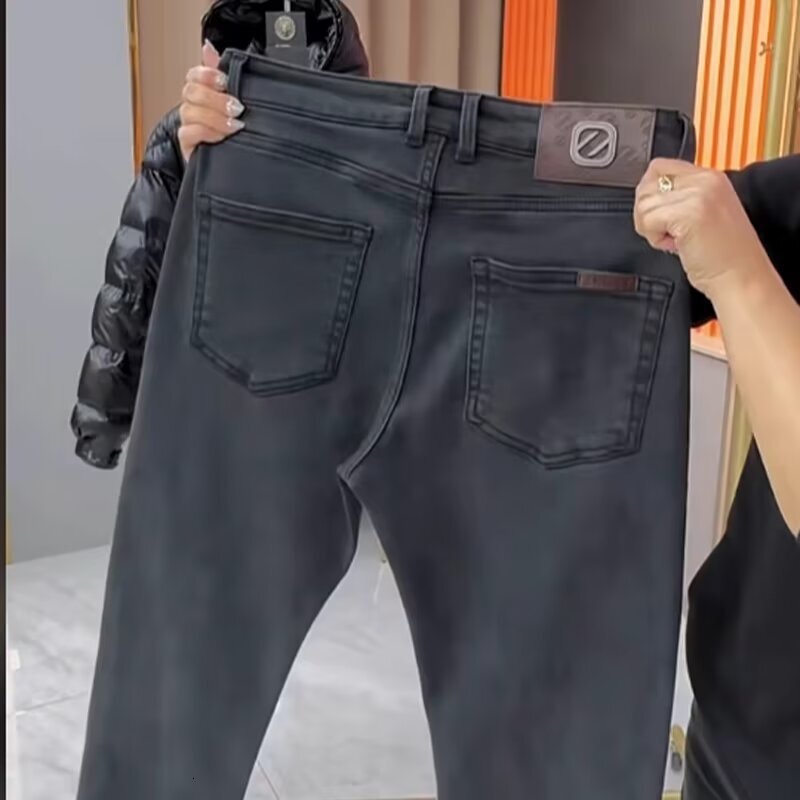 European Hot-selling Men's Jeans For Spring And Summer Relaxed Trendy Designer Luxury Brand Stylish Smoky Gray Slim-fit Loose Casual Skinny Pants