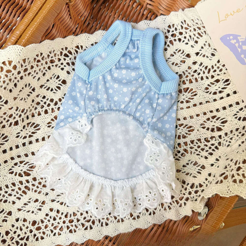 Famous brand Pet Spring Summer Thin Ice Silk Lace Dress Dog and Cat Clothes with Straps for Cooling Bichon Frise Apparel Wholesale pupakaIK
