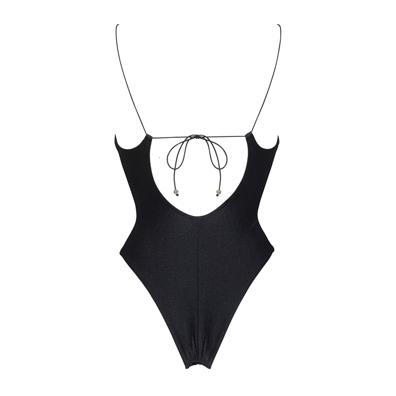 Push Up Sexy Women One Piece Swimsuit Female Swimwear Brazilian Monokini Swimming Suit Beachwear String Black Bathing Suit 260421