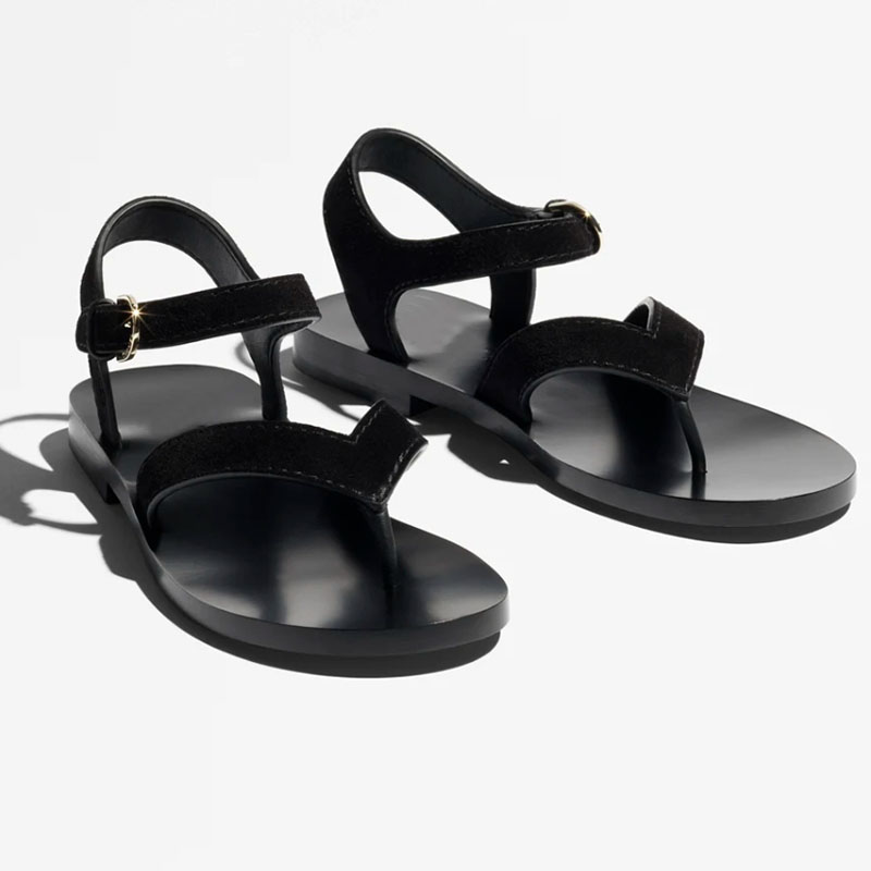 26ss spring summer sandals flip flops designer sandals women flats beach shoes clamp toe causal sandal suede effect calf leather black red new sandale top quality