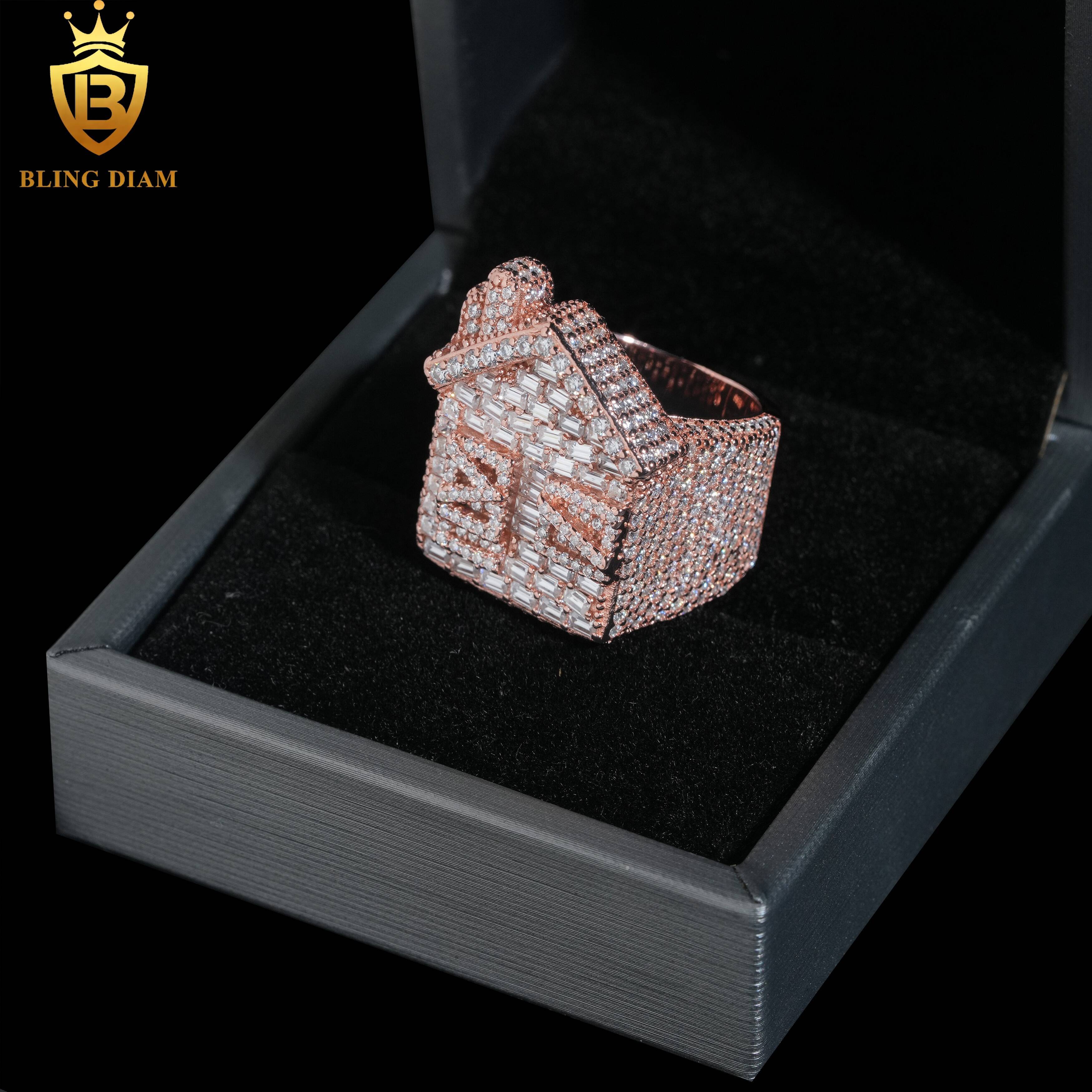 Hip Hop Style Jewelry Men Ring Fully VVS Moissanite GRA Certificate Iced Out 925 Silver House Rings