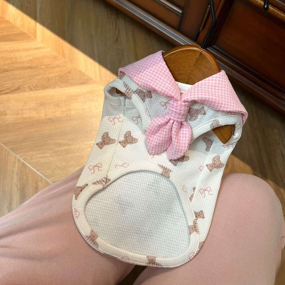 Famous brand Pet Dog Cat Homewear Cute Bow Tie Princess Style Small Vest Spring and Autumn Clothes pupakaIK