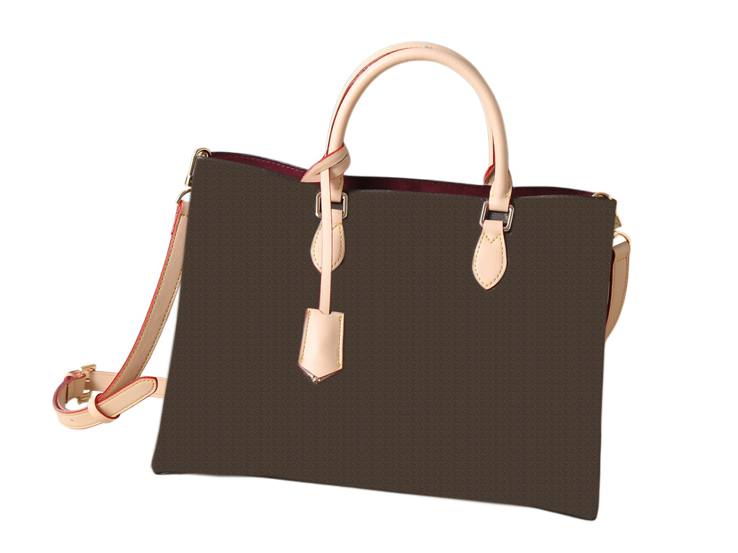 Practical Sparkling Gold-Lock Bag Detachable Strap Multiple Pockets Suitable for Laptops and Files