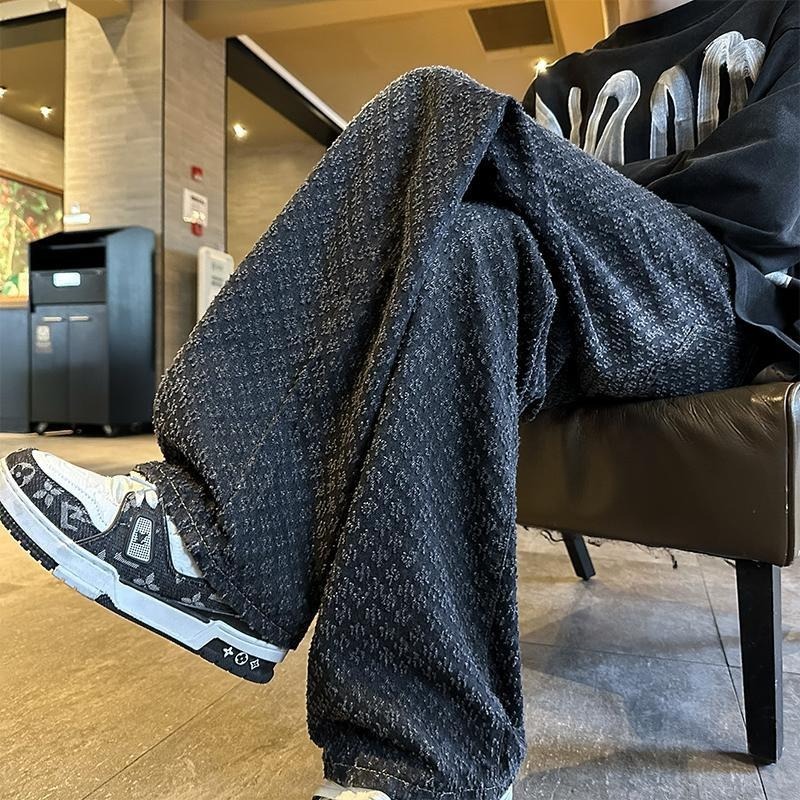 American Street Style Jacquard Men Spring And Summer American Fashion Luxurious Design Comfortable Hanging Loose Retro Loose Designer Wide Leg Straigh