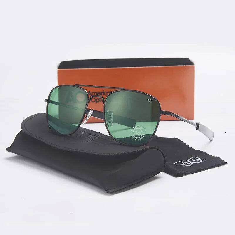 Pilot Sunglasses Men AO Brand Designer American Army Optical Glass Lens Sun Glasses Male 26Y0421