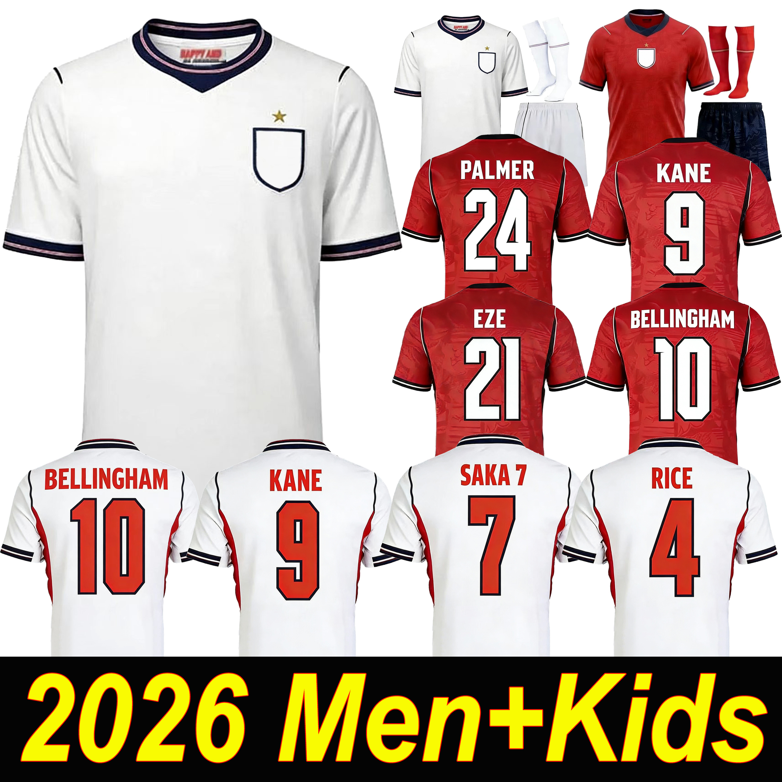 2026 englands football shirt 26 27 Kit Soccer Jerseys KANE BELLINGHAM EZE SAKA PALMER RICE FODEN kids Mens Women shorts