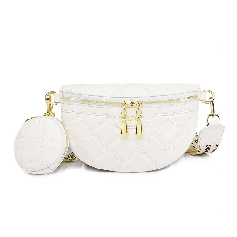 Elegant Diamond Lattice PU Leather Waist Bags For Women Trendy Waist Packs Female Fanny Pack Colourful Letter Strap Chest Bag