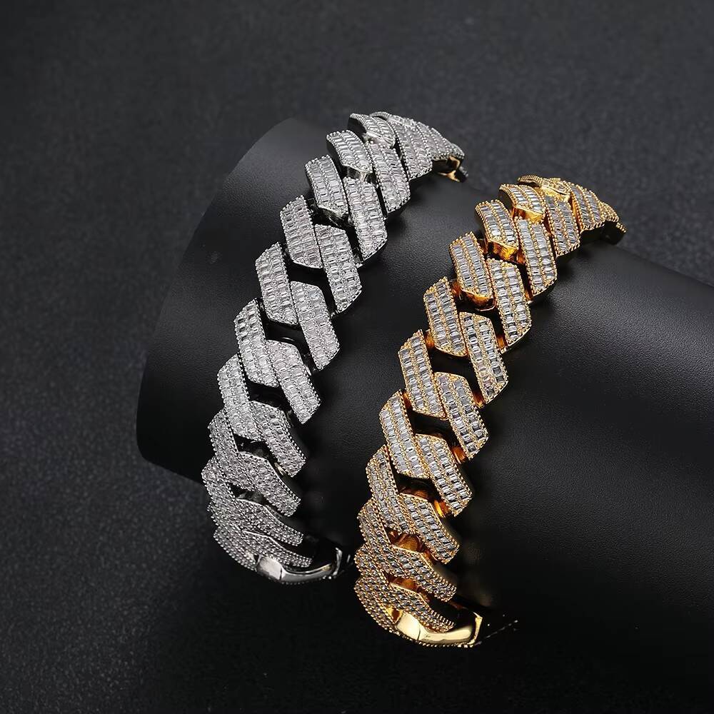 20mm Hip Hop Jewelry 925 Silver Cuban Link Chain Bracelet Iced Out Moissanite Passes Diamond Test Custom Charm Cuban Bracelets