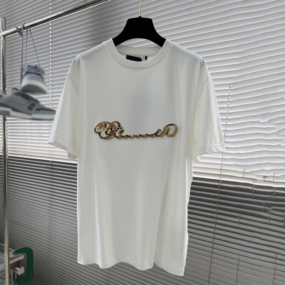 Mens designer shirt, high-quality pure cotton sequin embroidered round neck shirt,mens t shirt, summer casual loose top,t shirt